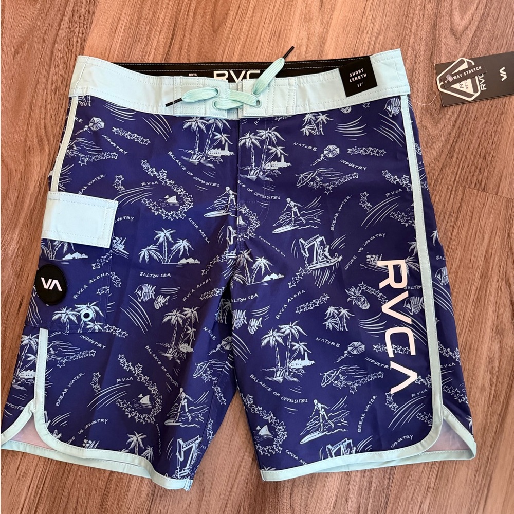 RVCA Kids Blue and aqua  Green  Board Shorts